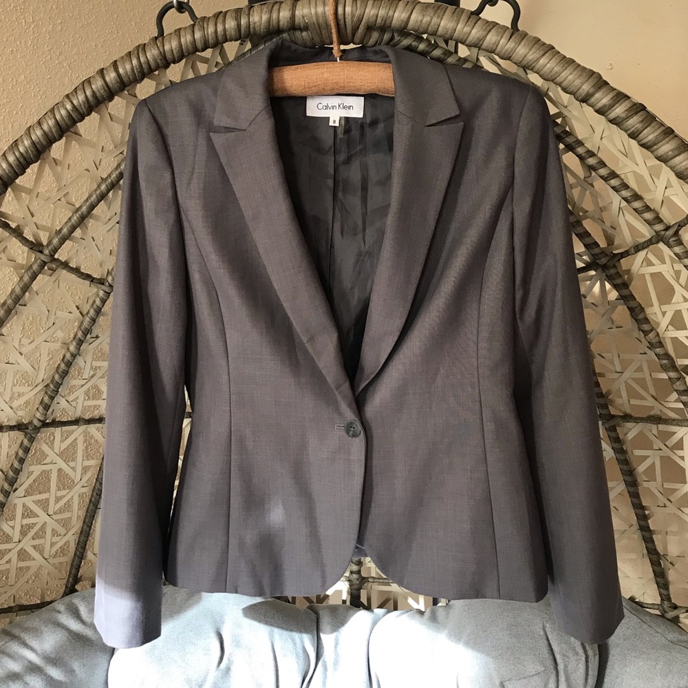 Calvin Klein Long Sleeves Blazer - Gray